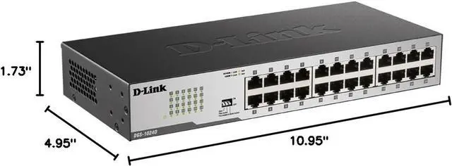 Alt view image 6 of 6 - D-Link DGS-1024D, Ethernet Switch, 24 Port Gigabit Unmanaged Fanless Network Hub Desktop or Rack Mountable, Black