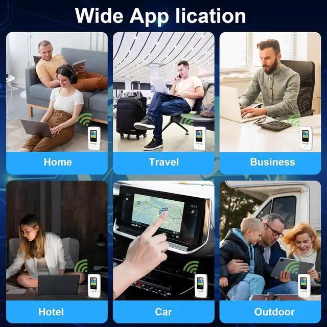 Alt view image 2 of 7 - 4G LTE WiFi Mobile Hotspot - Pocket WiFi with 5GB Data SIM Card, International Hotspot Router & Power Bank, No Contract or SIM Card Required,10 Connected Devices, Ideal for Travel in The US & Europe
