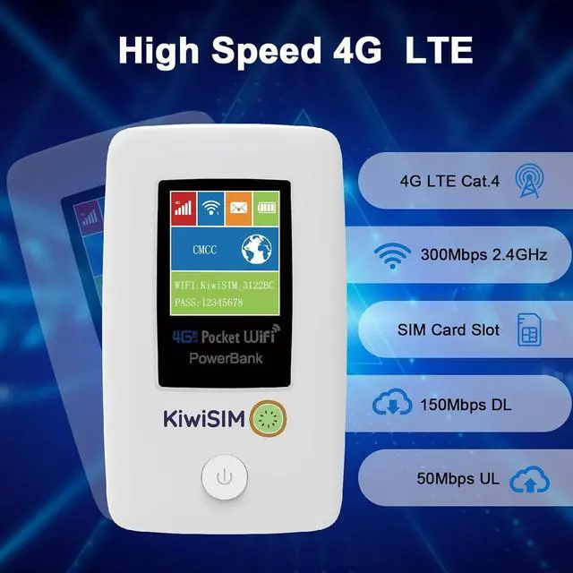 Alt view image 5 of 7 - 4G LTE WiFi Mobile Hotspot - Pocket WiFi with 5GB Data SIM Card, International Hotspot Router & Power Bank, No Contract or SIM Card Required,10 Connected Devices, Ideal for Travel in The US & Europe