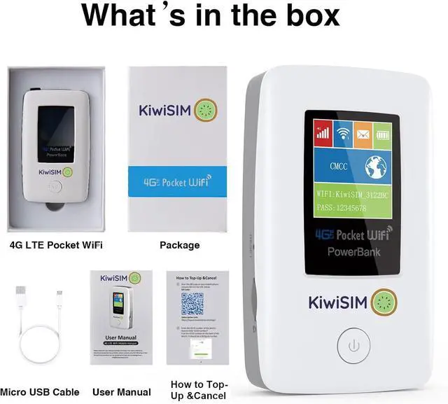 Alt view image 6 of 7 - 4G LTE WiFi Mobile Hotspot - Pocket WiFi with 5GB Data SIM Card, International Hotspot Router & Power Bank, No Contract or SIM Card Required,10 Connected Devices, Ideal for Travel in The US & Europe