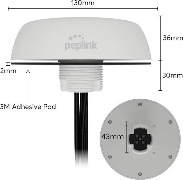 Alt view image 2 of 5 - Peplink Cellular Antenna Mobility 40G | 5G/LTE Ready 4x4 MIMO Multi Band External Router Computer Networking Antenna System with GPS Receiver | Robust IP68 Rating, SMA | 6.5ft, White
