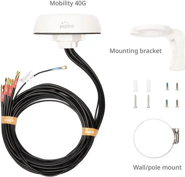Alt view image 5 of 5 - Peplink Cellular Antenna Mobility 40G | 5G/LTE Ready 4x4 MIMO Multi Band External Router Computer Networking Antenna System with GPS Receiver | Robust IP68 Rating, SMA | 6.5ft, White