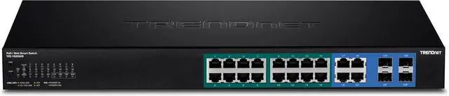 Alt view image 2 of 3 - TRENDnet 16-Port Gigabit PoE+ Web Smart Switch with 2 Shared SFP Slots, Up to 30 W Per Port, 185 W Total Power Budget, Rack Mountable, TPE-1620WS, black