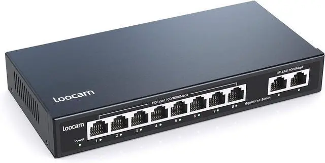 Main image of 8 Port Gigabit PoE Switch with 2 Gigabit Uplink Port, 96W for 8 Port PoE+ 1000Mbps, IEEE802.3af/at Unmanaged Ethernet Network Switch, Plug and Play