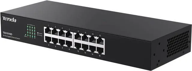 Main image of Tenda TEG1016D, 16-Port Gigabit Switch, Unmanaged Desktop Network Hub, Office Ethernet Switch, Sturdy Metal, Fanless, Traffic Optimization, Limited Lifetime Protection