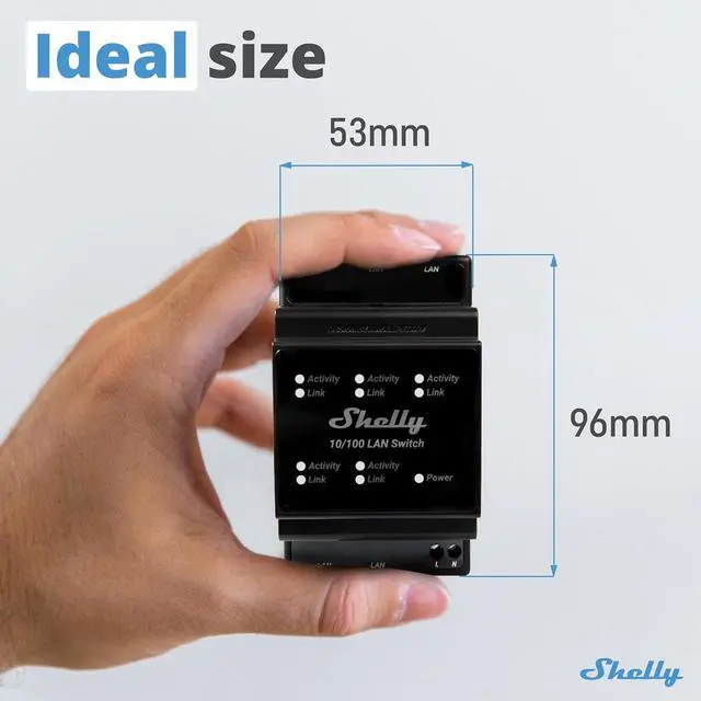 Alt view image 2 of 7 - Shelly LAN Switch | 5 Port RJ45 10/100 Mbps Fast Ethernet Switch | DIN-Mountable | Fanless | Plug & Play | Energy-Saving | Easy Installation & Configuration | No Additional Adapter Required