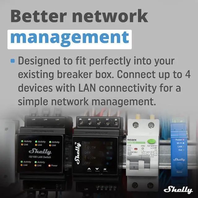 Alt view image 4 of 7 - Shelly LAN Switch | 5 Port RJ45 10/100 Mbps Fast Ethernet Switch | DIN-Mountable | Fanless | Plug & Play | Energy-Saving | Easy Installation & Configuration | No Additional Adapter Required