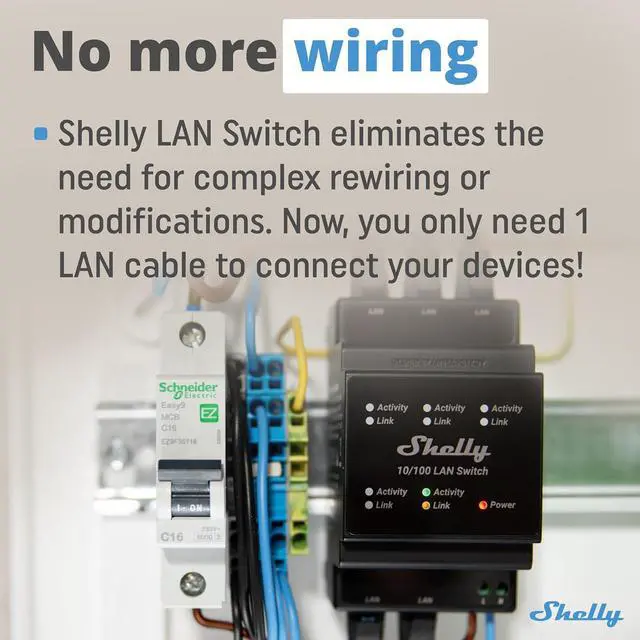 Alt view image 5 of 7 - Shelly LAN Switch | 5 Port RJ45 10/100 Mbps Fast Ethernet Switch | DIN-Mountable | Fanless | Plug & Play | Energy-Saving | Easy Installation & Configuration | No Additional Adapter Required