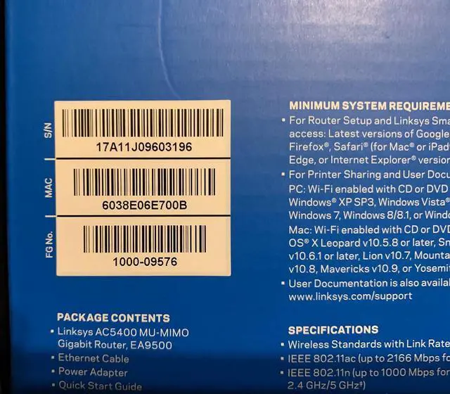 Alt view image 6 of 7 - Linksys WiFi 5 Router, Tri-Band, 3,000 Sq. ft Coverage, 25+ Devices, Speeds up to (AC5400) 5.4Gbps - EA9500