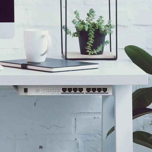 Alt view image 5 of 5 - Zyxel 8 Port Gigabit Ethernet Unmanaged POE+ Switch | 8 x PoE+ @ 60W | Plug & Play | Sturdy Metal w/Shielded Ports | Desktop or Wall-Mount | Fanless | Lifetime Warranty | Ethernet Splitter | GS1008HP