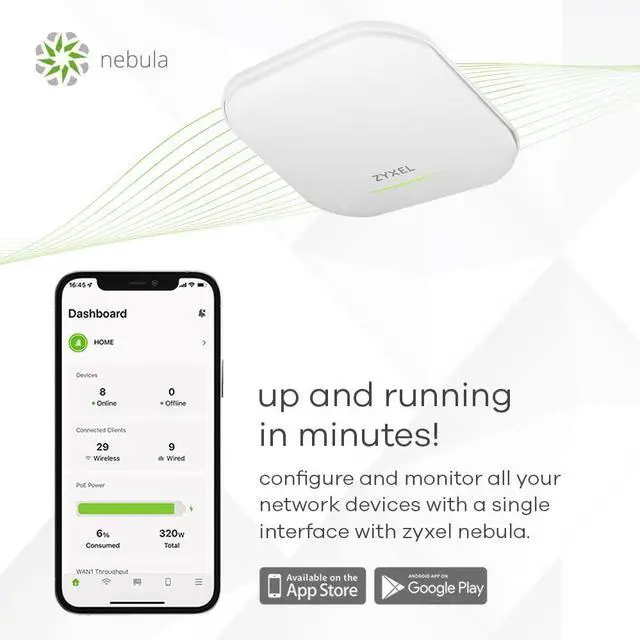 Alt view image 7 of 7 - Zyxel WiFi 6E AXE5400 Dual-Radio Access Point | BandFlex Radio | Extended Long Range | Manageable via Nebula APP/Cloud, WLAN controller, or Devices Local Interface [WAX620D-6E]
