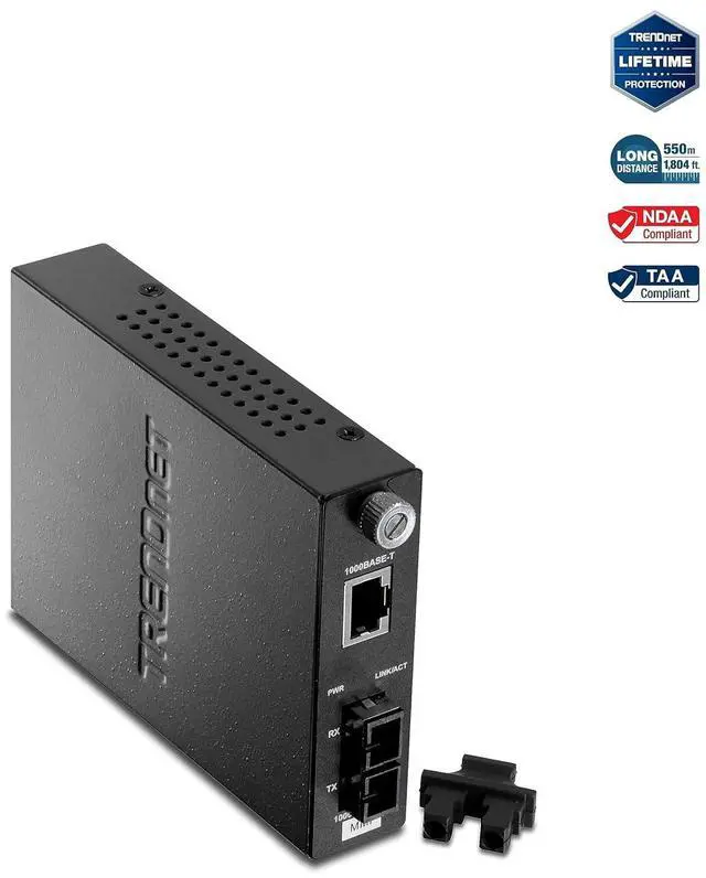 Alt view image 6 of 7 - TRENDnet Intelligent 1000Base-T to 1000Base-SX Multi-Mode SC Fiber Media Converter, Up to 550M (1800 ft), Fiber to Ethernet Converter, 2Gbps Switching Capacity, Lifetime Protection, Black, TFC-1000MSC