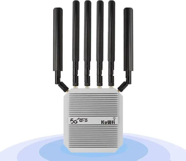 Main image of KuWFi Outdoor 5G Router Dual SIM, AX3000 WiFi 6 CPE, IP67 Waterproof, 4x4 MIMO 2500Mbps, Qualcomm IPQ5018/SDX62, Band Lock VPN TTL, Detachable Antennas