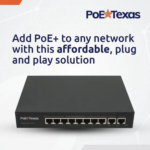 Alt view image 3 of 7 - 802.3af PoE Splitter with 5 Volts Output and PoE Texas 8 Port PoE Switch