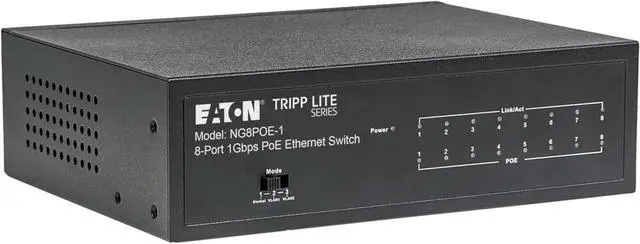 Alt view image 5 of 7 - Tripp Lite Series 8-Port Desktop Unmanaged Gigabit Ethernet Network Switch with PoE+, 60W, Metal Enclosure, Plug-and-Play, Auto-Negotiable, Wall Mount Option, 3-Year Warranty (NG8POE-1)