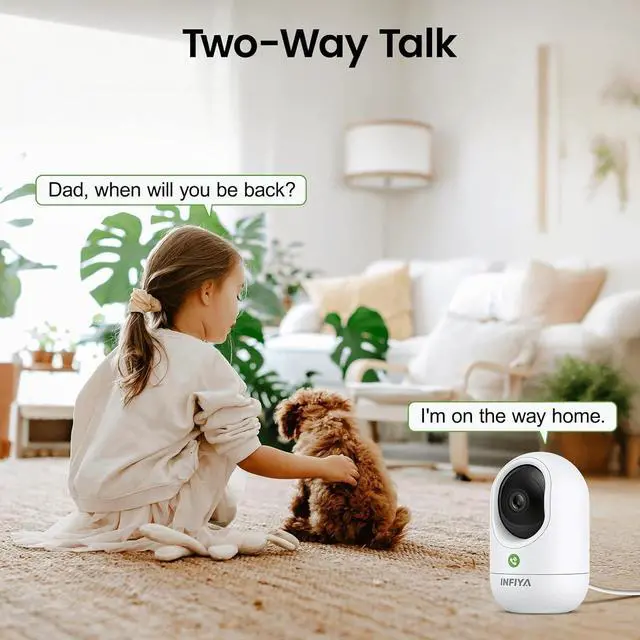 Alt view image 4 of 6 - Gadpiparty 2K Security Camera Indoor-360 Cameras for Home Security and One-Tap Call, Elderly/Cat/Baby/Nanny, Motion Alert, Intelligent Tracking, 2.4GHz WiFi Only, Work with Alexa/Google Home, K7 2Pack