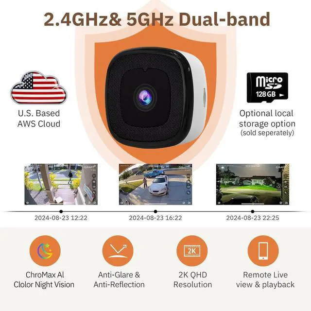 Alt view image 3 of 7 - Gadpiparty 3MP 2K Window Camera,2.4GHz&5GHz WiFi Indoor Cameras for Home Security 2 Pack with ChroMax Al Color Night Vision,Person & Motion Detection,24/7 Recording,Easy&Quick Install