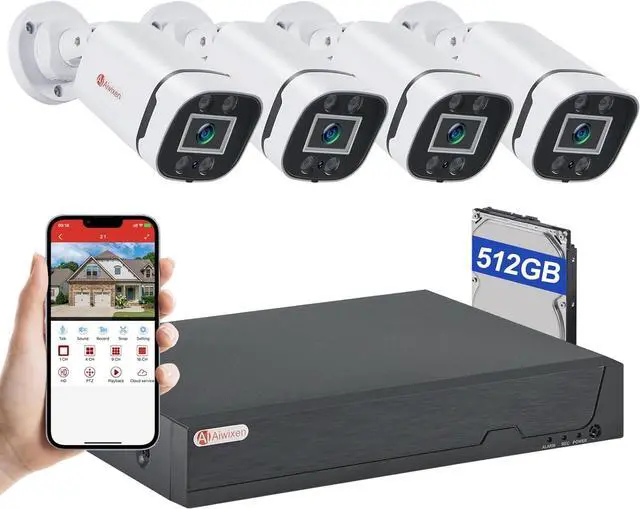 Main image of Gadpiparty 8CH H.265+ 3K Lite Wired CCTV Security Camera System with Human Vehicle Detection, 4X IP68 5MP Surveillance Camera for Indoor Outdoor, 512GB Hard Drive for 24-7 Recording, Remote Access