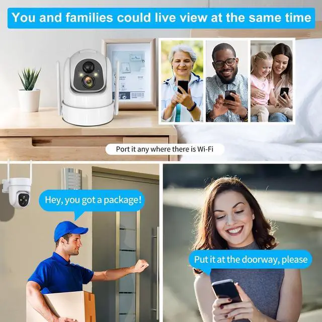 Alt view image 7 of 7 - 2K PTZ Solar WiFi Security Camera with AI Motion, Color Night Vision, 360 View, Waterproof, Alarm - Rechargeable Battery