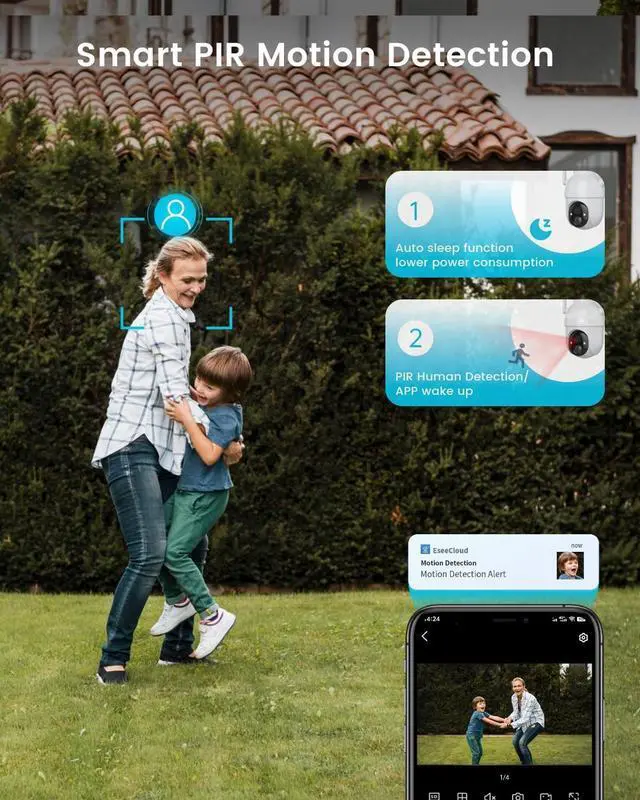 Alt view image 4 of 7 - Gadpiparty Security Cameras Outdoor Wireless,4 Cam-Kit,No Subscription,360° Pan & Tilt Home Security Cameras System,2K Color Night Vision