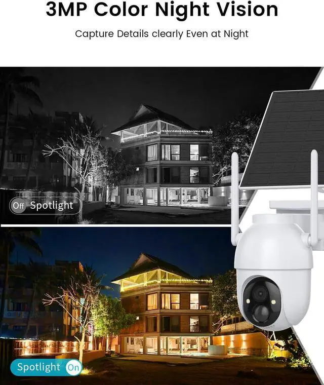Alt view image 6 of 7 - Gadpiparty Security Cameras Outdoor Wireless,4 Cam-Kit,No Subscription,360° Pan & Tilt Home Security Cameras System,2K Color Night Vision