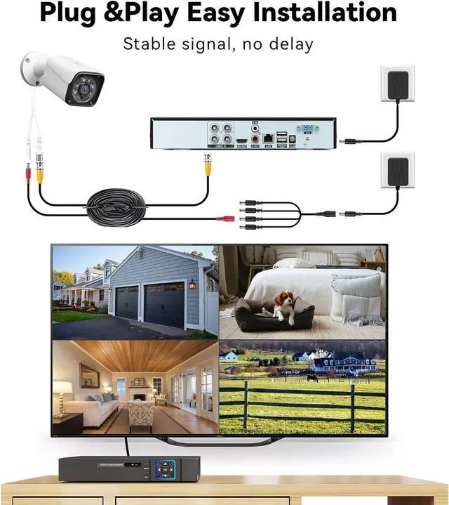 Alt view image 2 of 7 - Gadpiparty Wired Security Camera System Outdoor, 4CH 5MP Lite AHD DVR with 500G Hard Drive, 4 x 5MP Wired CCTV Camera, Indoor/Outdoor Surveillance DVR Kit with Human Detection, Night Vision