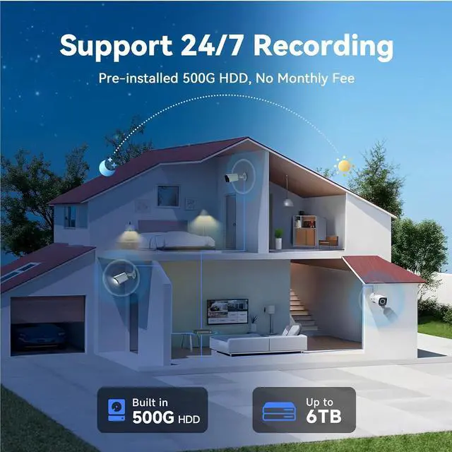 Alt view image 5 of 7 - Gadpiparty Wired Security Camera System Outdoor, 4CH 5MP Lite AHD DVR with 500G Hard Drive, 4 x 5MP Wired CCTV Camera, Indoor/Outdoor Surveillance DVR Kit with Human Detection, Night Vision