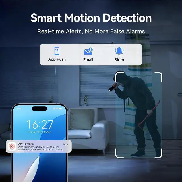 Alt view image 6 of 7 - Gadpiparty Wired Security Camera System Outdoor, 4CH 5MP Lite AHD DVR with 500G Hard Drive, 4 x 5MP Wired CCTV Camera, Indoor/Outdoor Surveillance DVR Kit with Human Detection, Night Vision