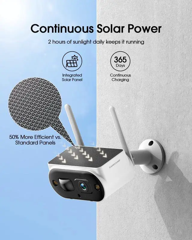 Alt view image 2 of 7 - Gadpiparty Solar Security Cameras Wireless Outdoor, CAMCAMP 2K Home Security Camera System, Quick Installation, No Subscription, Local Storage, 10CH Expandable NVR for Surveillance, 5G & 2.4G WiFi