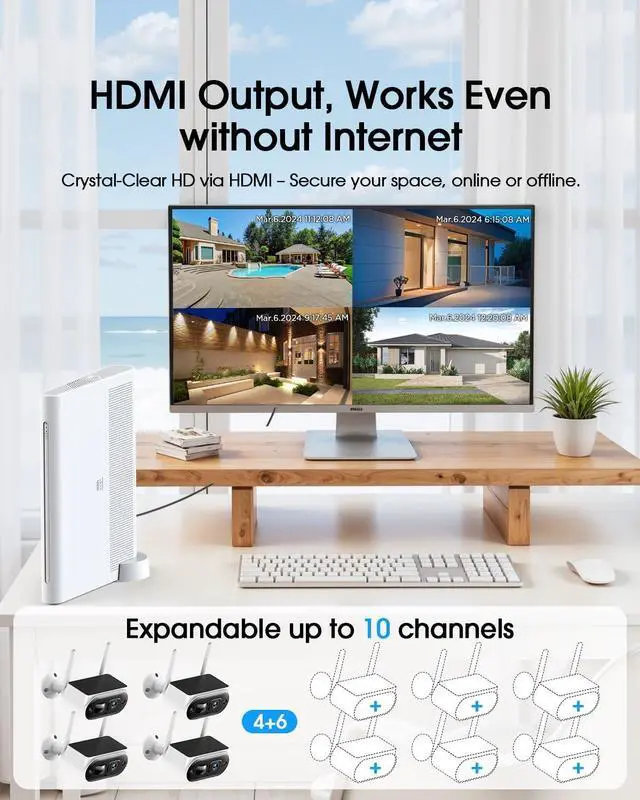 Alt view image 6 of 7 - Gadpiparty Solar Security Cameras Wireless Outdoor, CAMCAMP 2K Home Security Camera System, Quick Installation, No Subscription, Local Storage, 10CH Expandable NVR for Surveillance, 5G & 2.4G WiFi