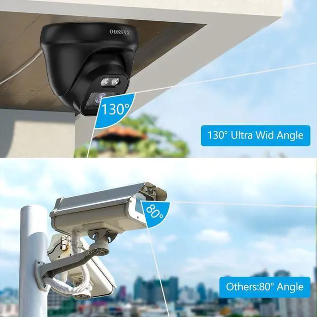 Alt view image 2 of 7 - Gadpiparty 4K/8.0 Megapixel & 130° Ultra Wide-Angle with Audio PoE Dome Outdoor Home Security Camera System, Wired Outdoor Surveillance IP Cameras System