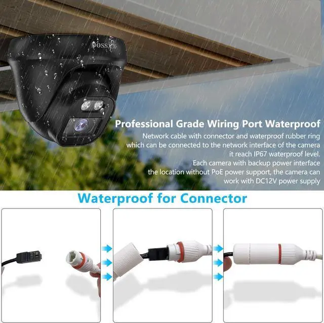 Alt view image 3 of 7 - Gadpiparty 4K/8.0 Megapixel & 130° Ultra Wide-Angle with Audio PoE Dome Outdoor Home Security Camera System, Wired Outdoor Surveillance IP Cameras System