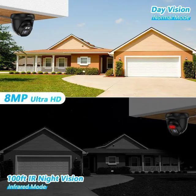 Alt view image 5 of 7 - Gadpiparty 4K/8.0 Megapixel & 130° Ultra Wide-Angle with Audio PoE Dome Outdoor Home Security Camera System, Wired Outdoor Surveillance IP Cameras System
