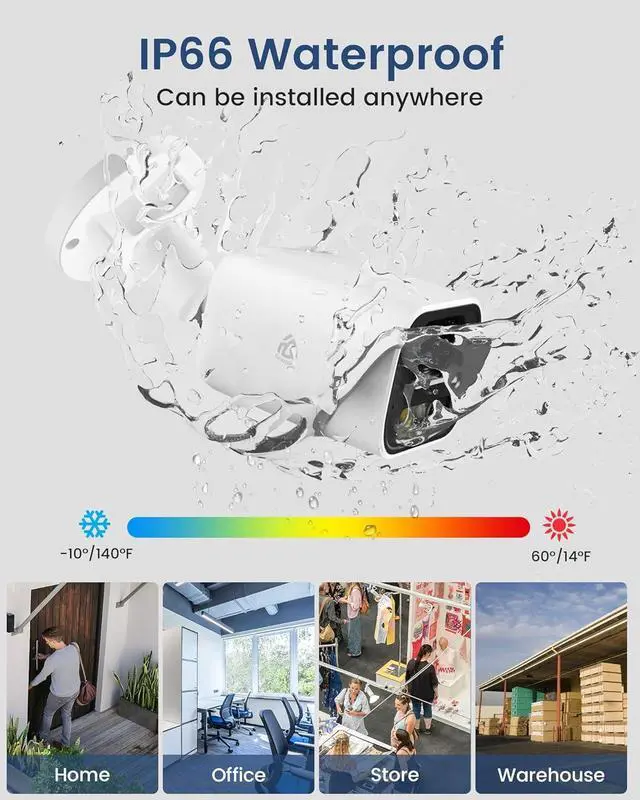 Alt view image 3 of 7 - Gadpiparty 8CH Home Security Camera System, 8 Ports 4K NVR with 2TB HDD, 4 x 5MP Outdoor PoE IP Cameras, Person/Vehicle Detection, 2-Way Audio, Color Night Vision, Spotlight Siren, 24/7 Recording