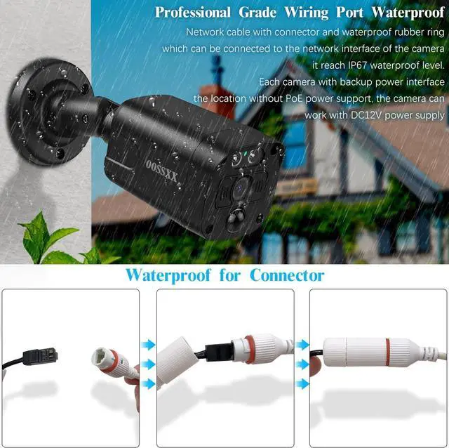 Alt view image 4 of 7 - Gadpiparty OOSSXX Black 4K IP 8MP PIR POE Extend Camera Outdoor Indoor Video Surveillance Security Waterproof Wired POE Camera