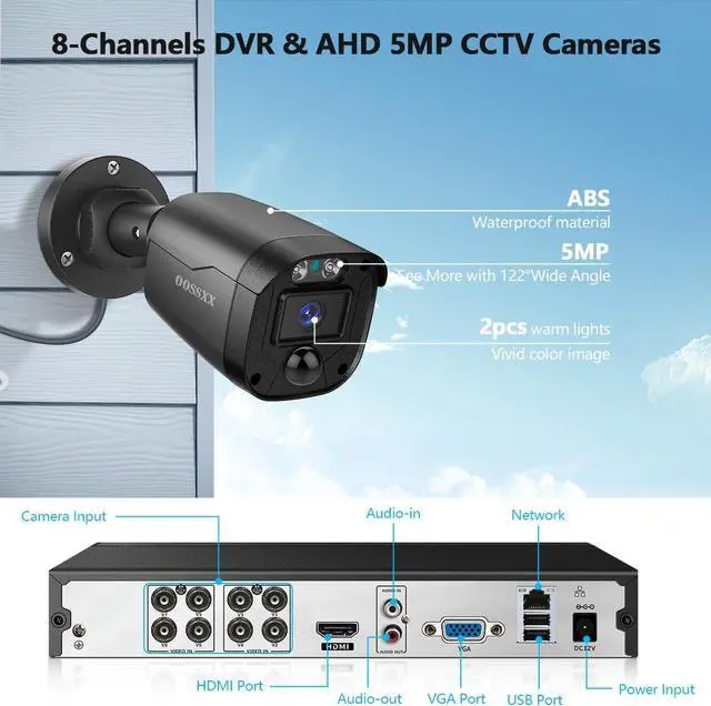 Alt view image 7 of 7 - Gadpiparty Full HD 5MP Definition) Outdoor Wired Security Camera System Indoor Surveillance Cameras for Home Security DVR Systems, CCTV Camera for House Video Monitor, IP67 Waterproof, 80ft Night Vis