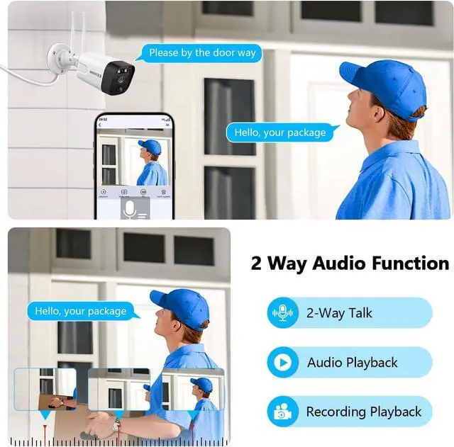 Alt view image 2 of 7 - Gadpiparty (2-Way Audio) 4-Antennas Enchance Outdoor Wireless Security Camera System WiFi Cameras Video Surveillance DVR Kit