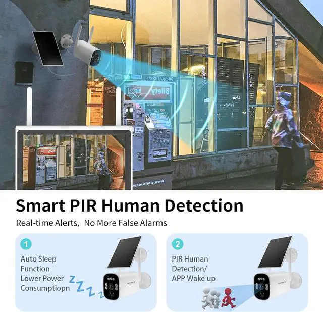 Alt view image 5 of 7 - Gadpiparty Solar Home Security Camera System with 10CH 10" LCD Monitor NVR, 4MP 2PCS Bullet Solar Camera Wireless Outdoor, Solar-Powered Camera CCTV System, Motion Record(500G HDD)