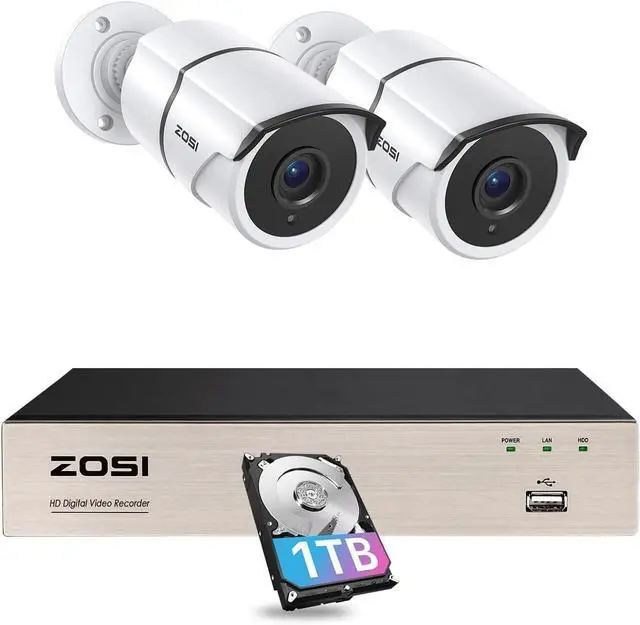 Main image of Gadpiparty ZOSI H.265+ 3K Lite 8 Channel CCTV DVR with 1TB Hard Drive, Motion Detection, 2 Pack 1080P Home Security Cameras with Audio Recording.