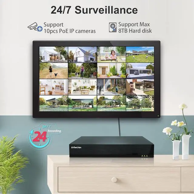 Alt view image 6 of 7 - Gadpiparty 4K 10 Channel Network Video Recorder for POE Security Camera System,10CH NVR with AI Motion Detection,Easy Remote Access,Works with 10 x 8MP IP Cameras,Supports up to 8TB HDD (Not Included)