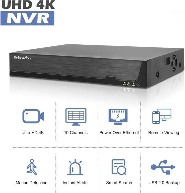 Alt view image 2 of 7 - Gadpiparty 4K 10 Channel Network Video Recorder for POE Security Camera System,10CH NVR with AI Motion Detection,Easy Remote Access,Works with 10 x 8MP IP Cameras,Supports up to 8TB HDD (Not Included)