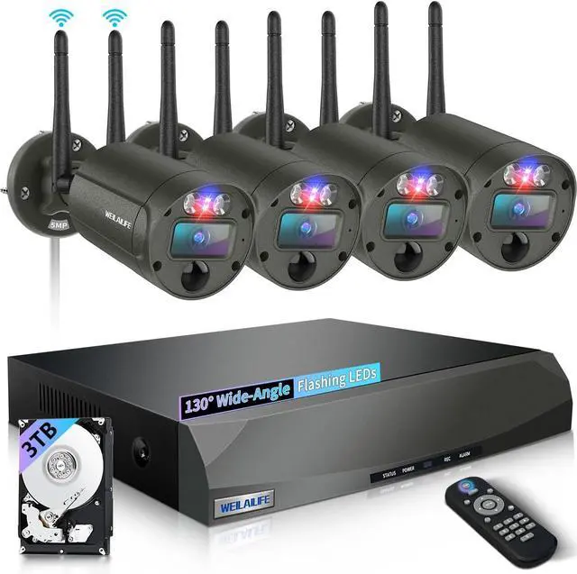 Main image of Gadpiparty Flashing LEDs Visual Alert Wireless Security Camera System, Wireless Cameras for Home Security, Outdoor WiFi Video Surveillance, NVR Surveillance Camera System