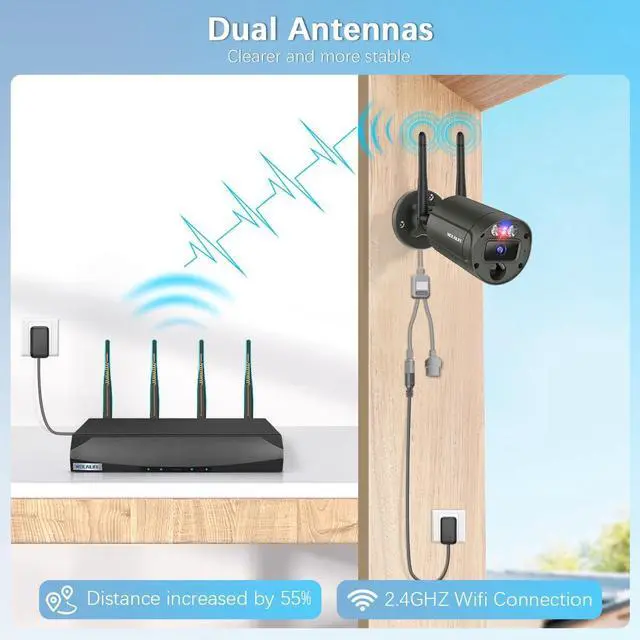 Alt view image 6 of 7 - Gadpiparty Flashing LEDs Visual Alert Wireless Security Camera System, Wireless Cameras for Home Security, Outdoor WiFi Video Surveillance, NVR Surveillance Camera System