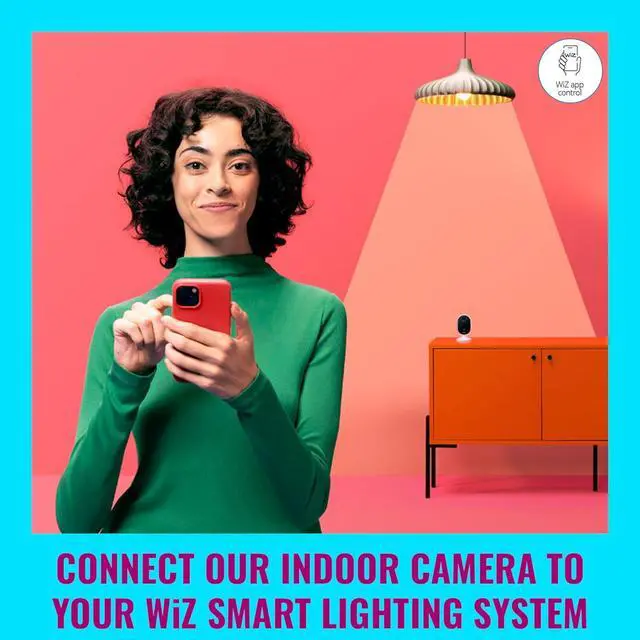 Alt view image 6 of 7 - Gadpiparty WiZ Home Monitoring Starter Kit Includes Indoor Security Camera, 1080p HD Video with Motion Detection and Full-Duplex Audio + 60W A19 Color LED Smart Bulb - Pack of 3