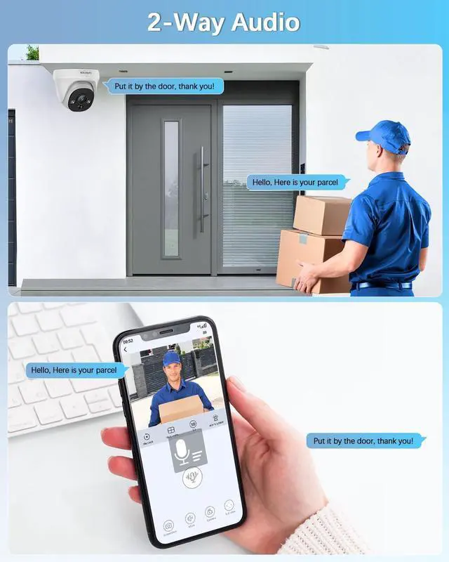 Alt view image 2 of 7 - Gadpiparty 2-Way Audio & 130° Wide-Angle Wired Dome Security Camera System, Outdoor POE IP Cameras, Home Video Surveillance Camera Systems