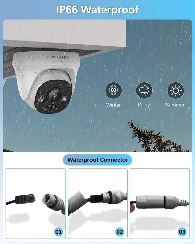 Alt view image 6 of 7 - Gadpiparty 2-Way Audio & 130° Wide-Angle Wired Dome Security Camera System, Outdoor POE IP Cameras, Home Video Surveillance Camera Systems