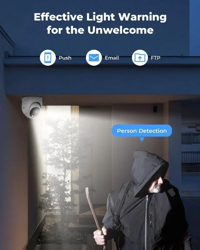 Alt view image 3 of 7 - Gadpiparty H.VIEW 4K Security Camera System, 4pcs H.265 PoE Wired Turret Cameras with Person Detection, 4K/8MP 8CH NVR with 3TB HDD for 24-7 Recording,Trigger Color Night Vision, Email Alert, AI Human