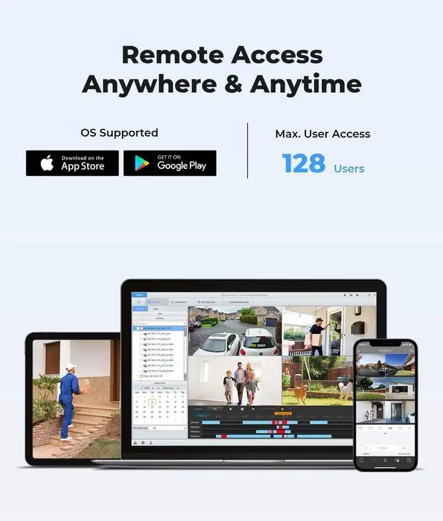 Alt view image 7 of 7 - Gadpiparty H.VIEW 4K Security Camera System, 4pcs H.265 PoE Wired Turret Cameras with Person Detection, 4K/8MP 8CH NVR with 3TB HDD for 24-7 Recording,Trigger Color Night Vision, Email Alert, AI Human