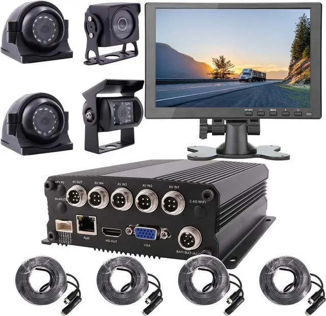 Main image of Gadpiparty JOINLGO 4 Channel 1080P Mobile Vehicle Truck DVR Video Recorder System with Night Vision Waterproof Side Front Rear View Car Camera 10 inches Screen for Fleet/Bus/RV/Van