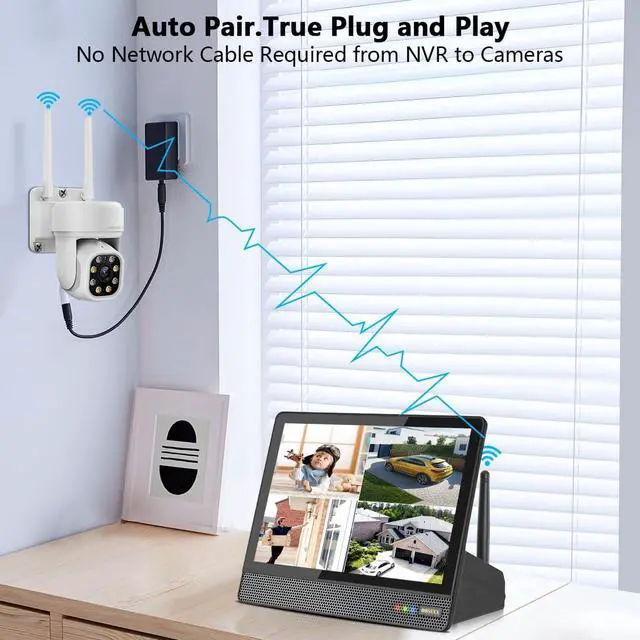 Alt view image 3 of 7 - Gadpiparty OOSSXX (5MP 10CH All in One NVR) 10.1'' LCD Monitor for Home Security Cameras Wireless Outdoor Security Camera System,WiFi NVR Network Surveillance Video Recorder Indoor House Alarm